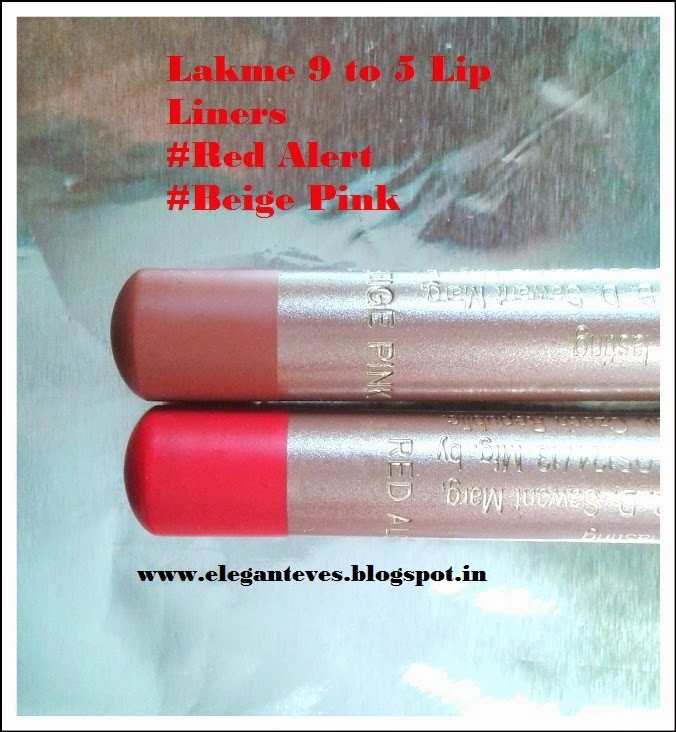 Lakme 9 to 5 Lip liners in Beige Pink and Red Alert