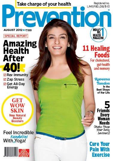 ravina tandon on the cover of prevention magazine - august 2012