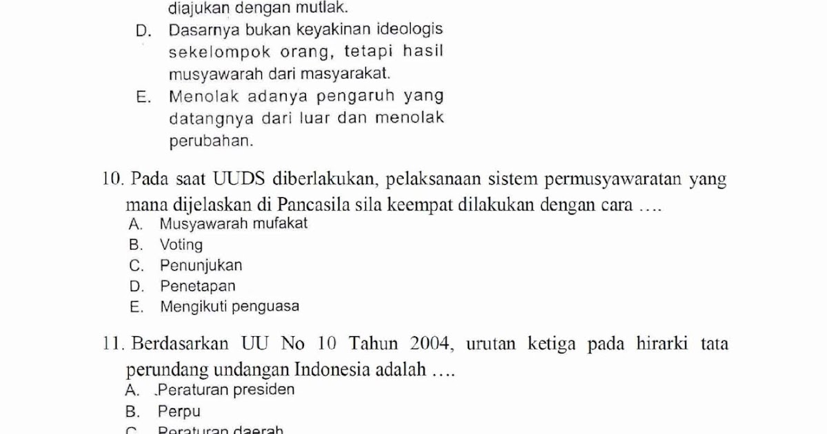 Tes Wawasan Kebangsaan Sekolah Kedinasan Soal Tes Wawasan Kebangsaan Unsoed Tahun Ini