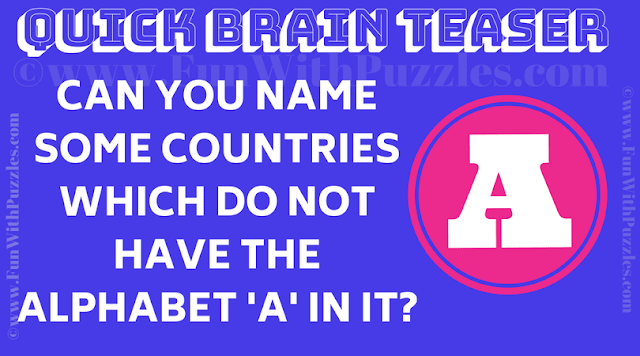 Can you name some countries which do not have the alphabet 'A' in it?