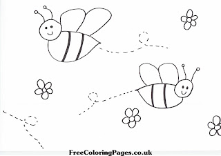 Desenho Para Colorir traço de abelhas e flores  para pintar e colorir