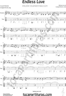 Ukelele Tab Sheet Music for Endless Love Pop Baladas Tablature Music Scores