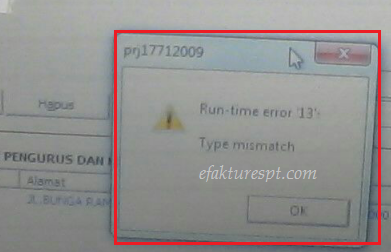 eSPT Tahunan PPh Badan Error Run-time Error 13 Type Mismatch