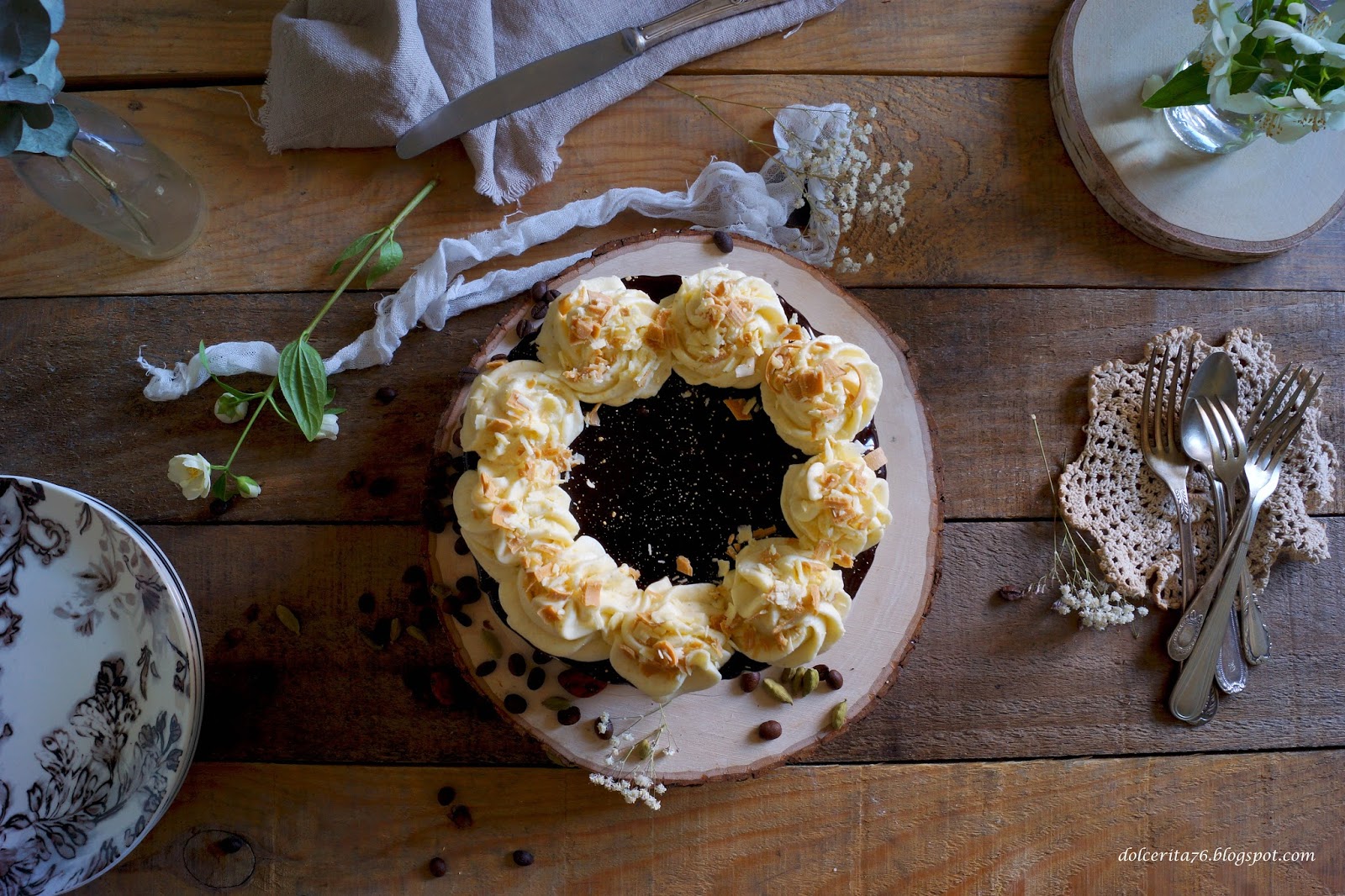 Dolce Rita Coffee Sponge Cake with White Chocolate and Cardamom Ganache!