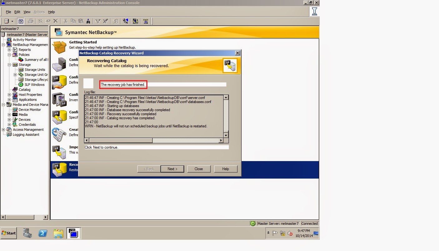 Remote Infrastructure Management Symantec NetBAckup 7.6.0.1 Catalog