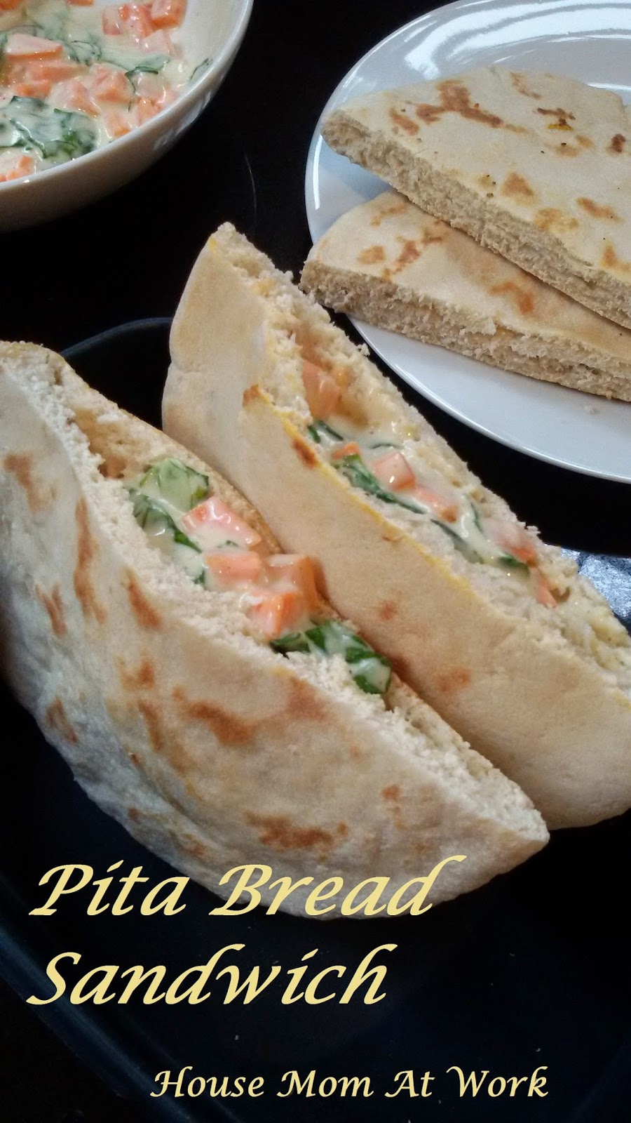 House Mom At Work Pita Bread Sandwich with Vegetables and Mayonnaise
