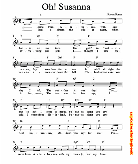Oh Susanna Note printable
