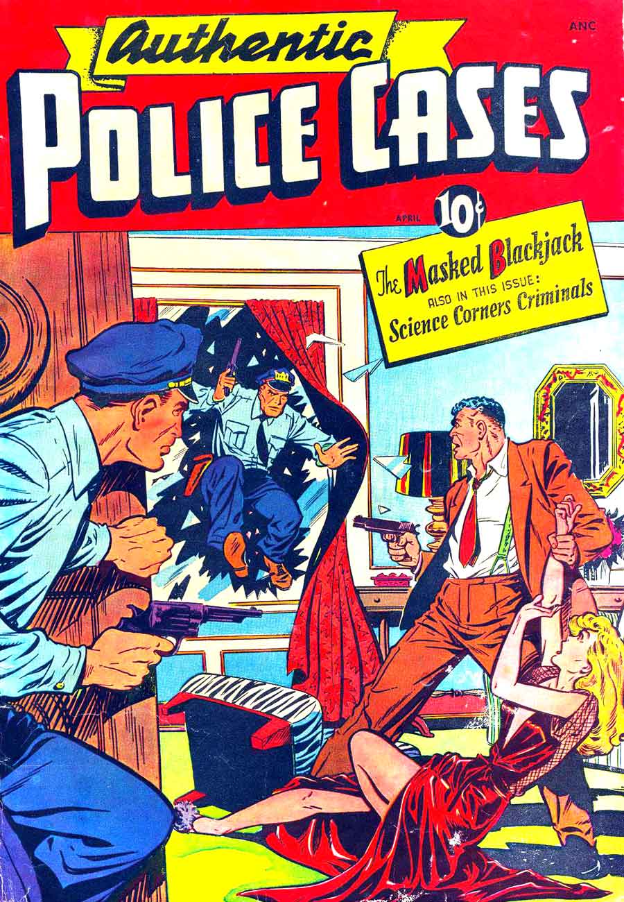 Authentic Police Cases v1 #7 st john crime comic book cover art by Matt Baker