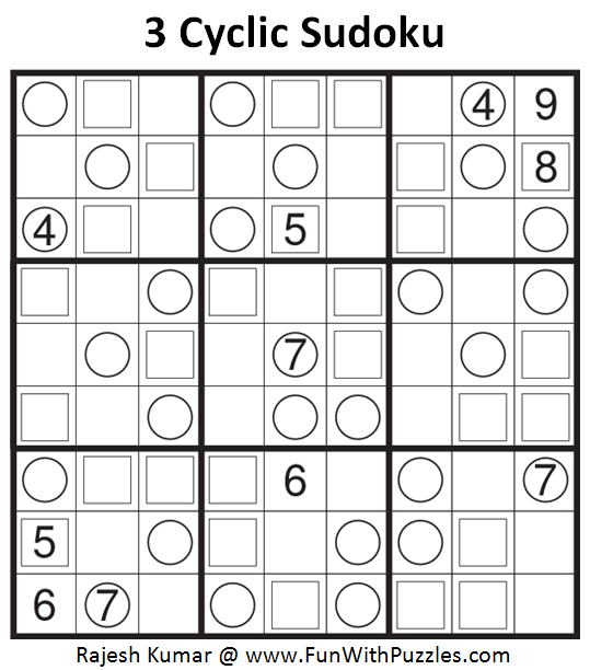 3 Cyclic Sudoku (Fun With Sudoku #125)