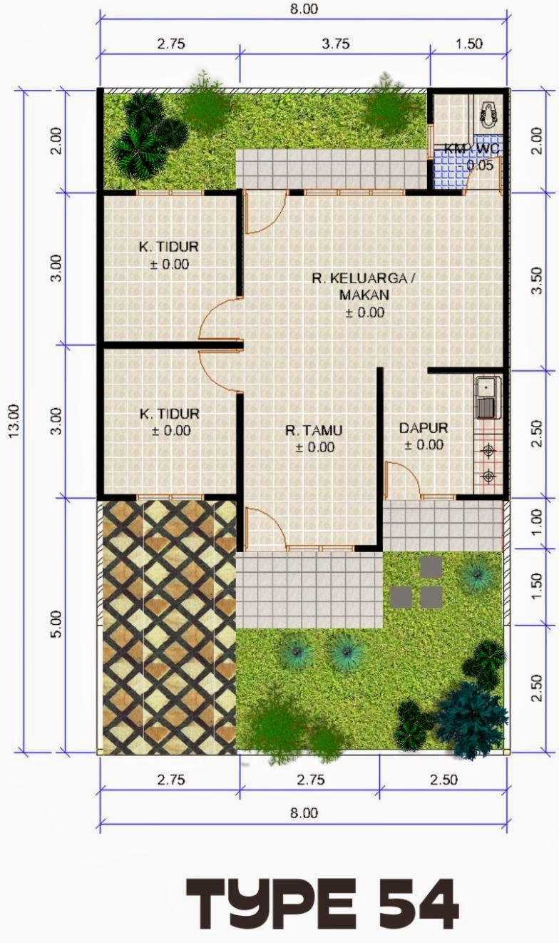 Denah Rumah Minimalis 1 Lantai Type 54 Desain Rumah Denah Rumah Minimalis 1 Lantai Type 54 Desain Rumah