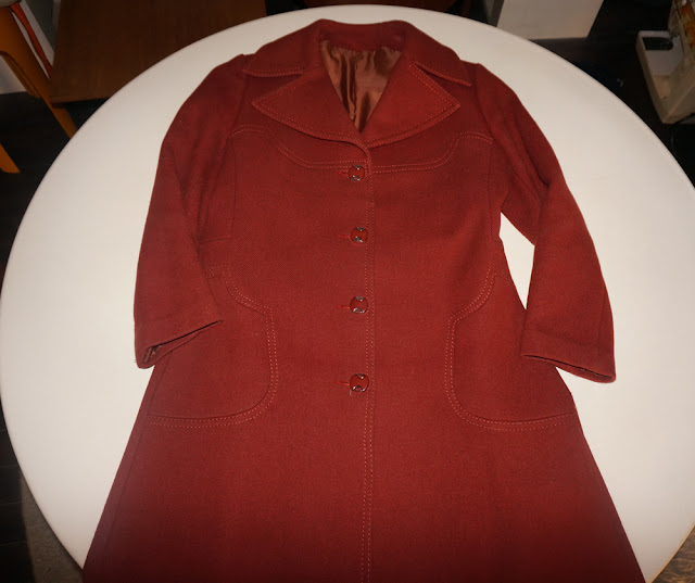 un manteau laine rouille des années 70   70s wool rust coat 1970 topstitich stitching  vintage