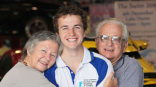 Allen Cornall with mum Margaret and dad John. Picture: Simon Dallinger Herald Sun