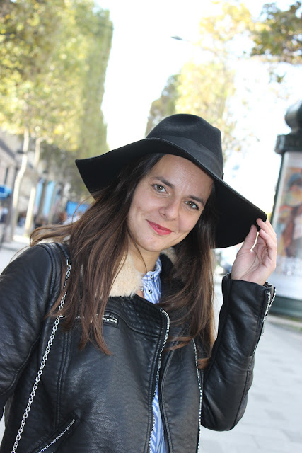 les petites bulles de ma vie, champs elysées, escarpins nude, fedora