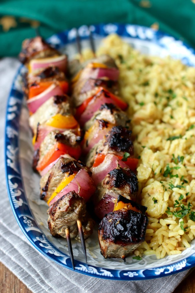 Grilled Shish Kebabs with Rosemary, Mint, Garlic, and Lemon