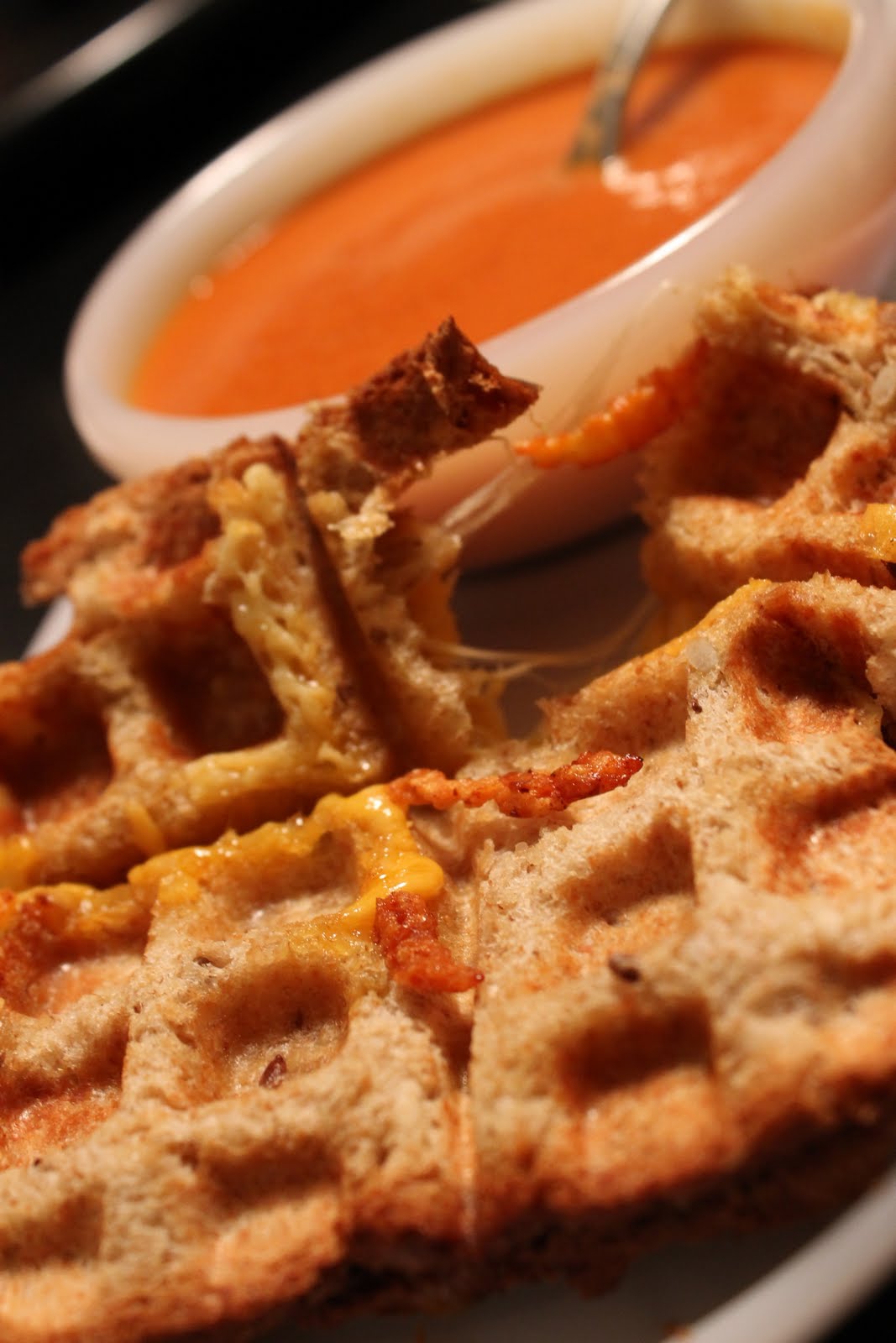 love, cook, eat, repeat Waffle Grilled Cheese Sandwiches and Tomato Soup