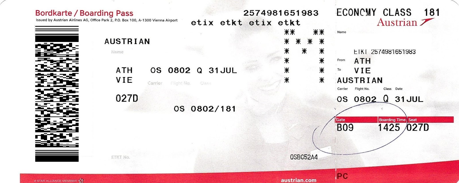 austrian airlines travel id