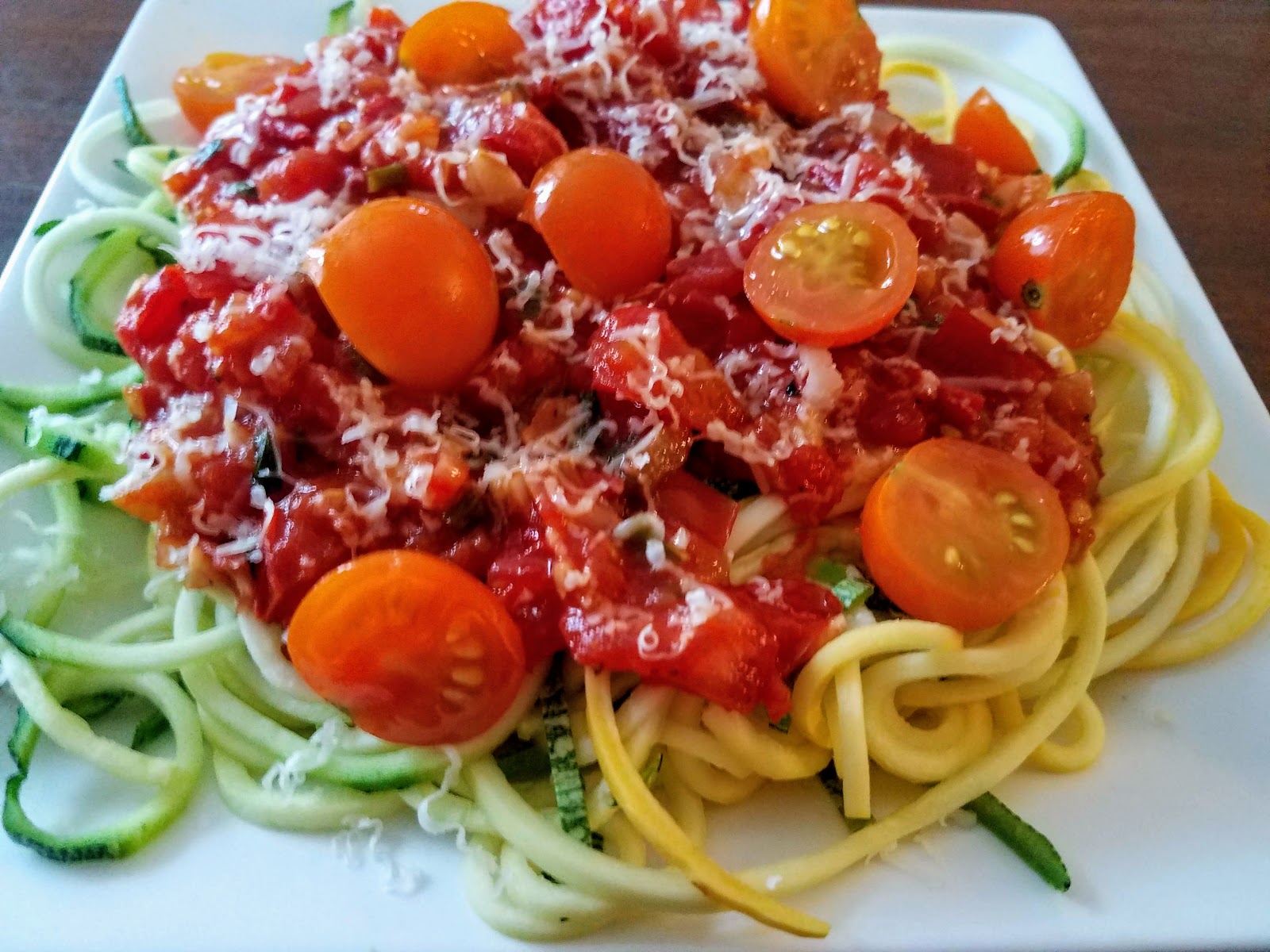 Zoodles With Fresh Marinara And Cherry Tomatoes