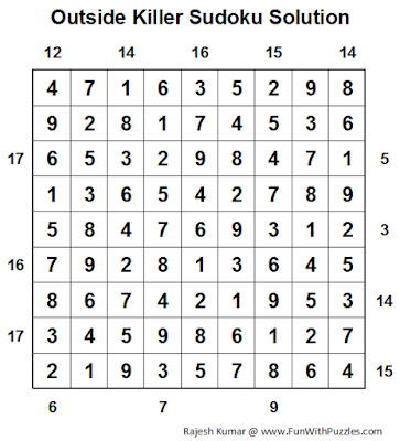 Outside Killer Sudoku (Daily Sudoku League #77) Solution