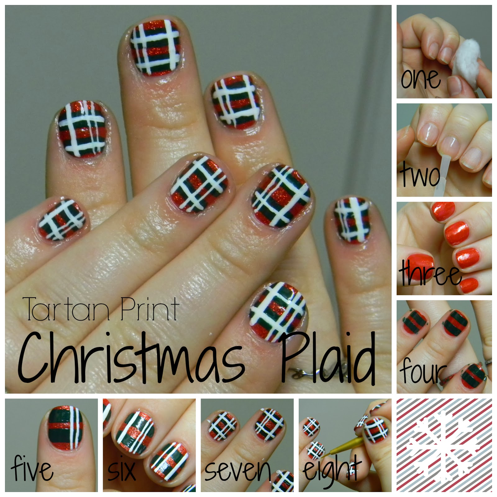 Stephanie Eva Tartan Print Christmas Plaid Nail Art TUTORIAL