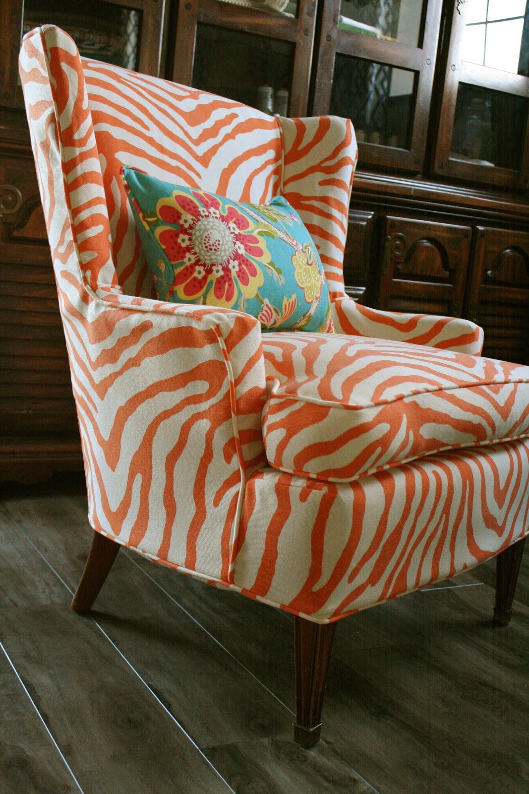 Custom Slipcovers by Shelley Sewing Contest Week 2Orange Zebra Chair