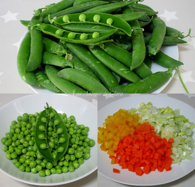 Guisantes frescos con verduras