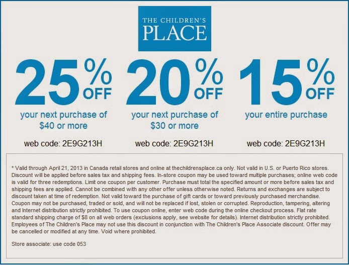 The Children S Place Coupons Coupon Codes