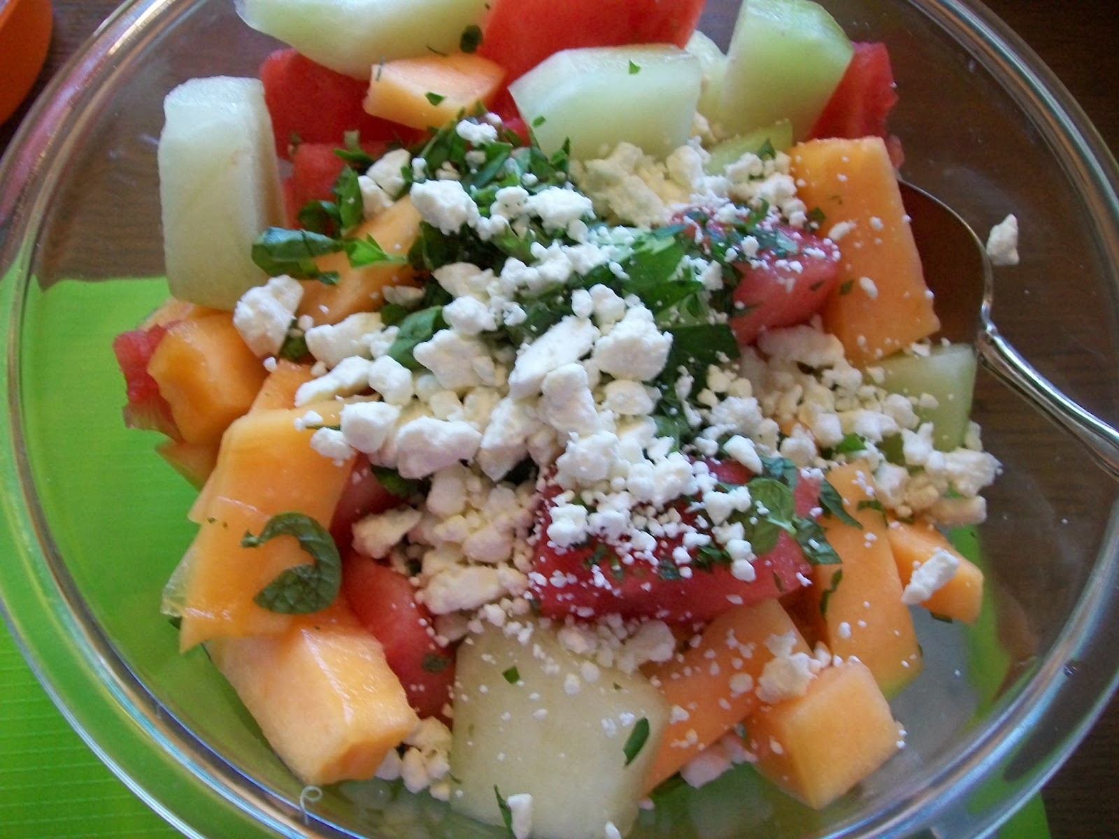 Michigan Cottage Cook: THREE MELON SALAD WITH FETA CHEESE