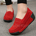 Hollow-out Round Toe Wedge Heel Shoes