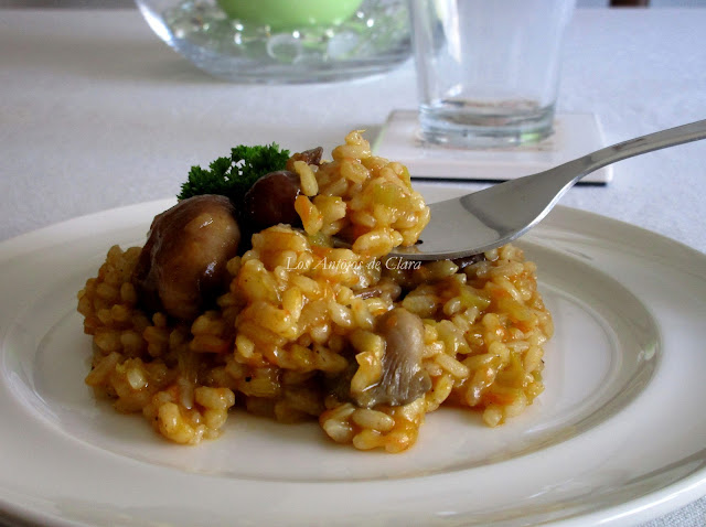 Arroz meloso con setas y verduras