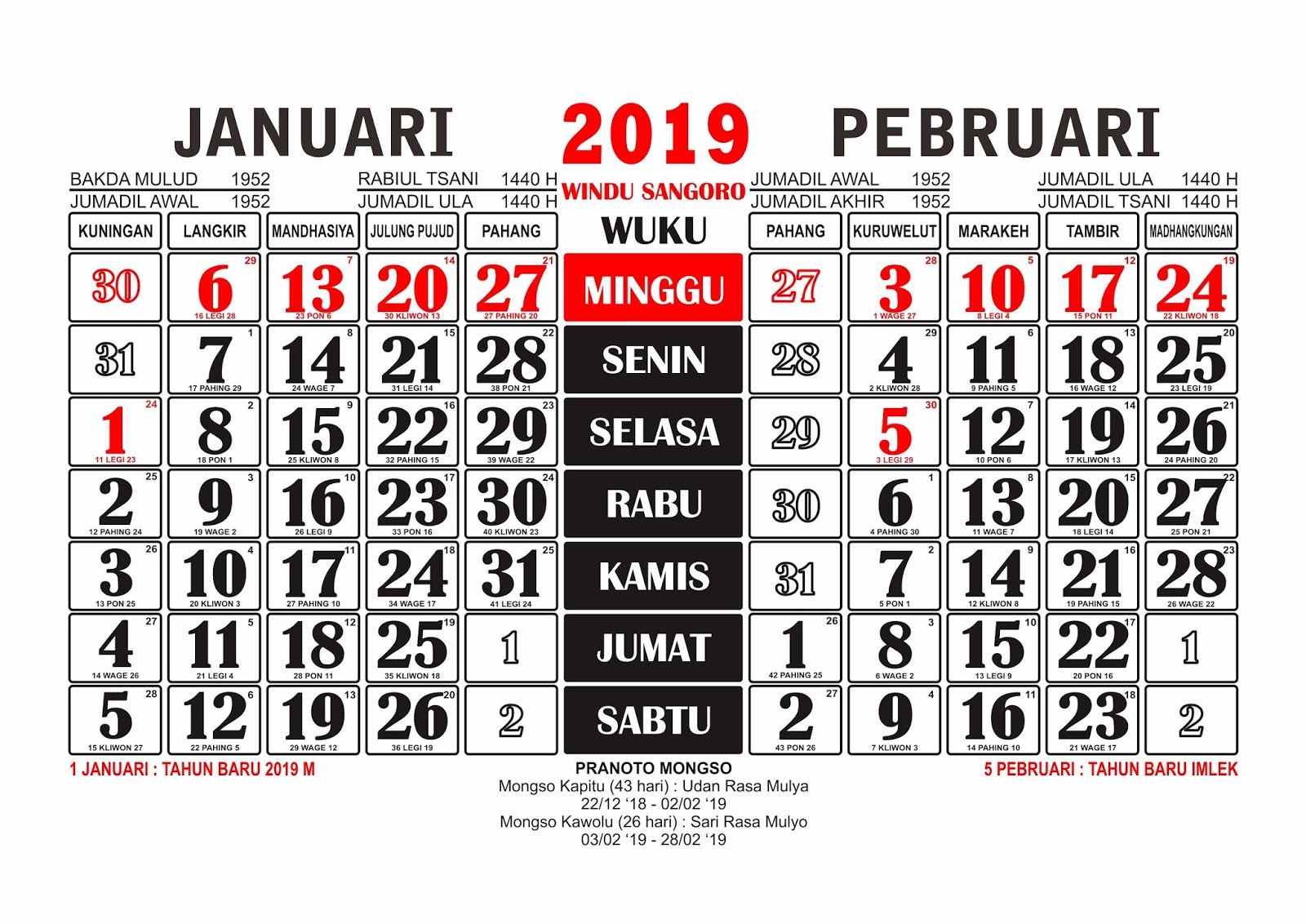 agustibudiantoro: Kalender Nasional 2019 (Jawa & Hijriyah) Format Corel
