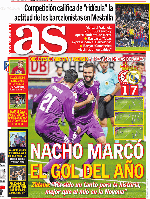 Real Madrid, AS: "Nacho marcó el gol del año"