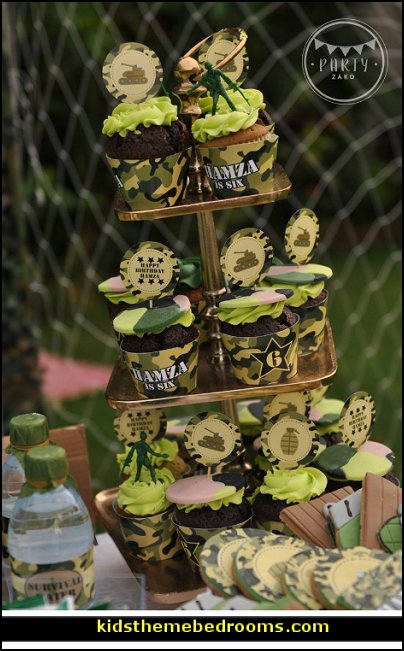 Army cupcake wrappers  army party decorations - Camouflage Party Supplies - army party ideas - Military party ideas for a boy birthday party - Army & Camouflage decorations - army party decoration ideas - army themed party - army costumes - Army Camo Party Supplies -