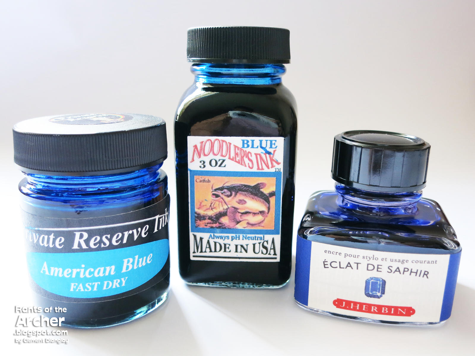 Rants of The Archer: A Comparison of Blue Fountain Pen Inks