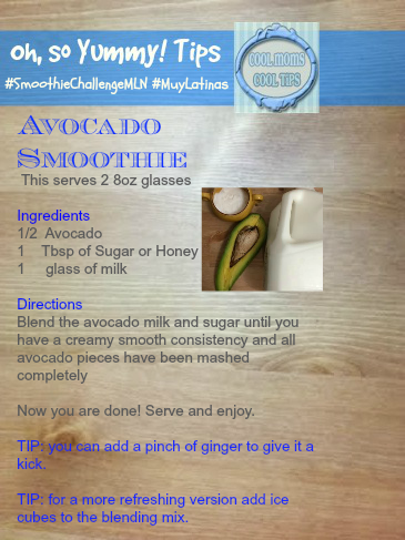 cool moms cool tips avocado smoothie #smoothiechallengemln #muylatinas