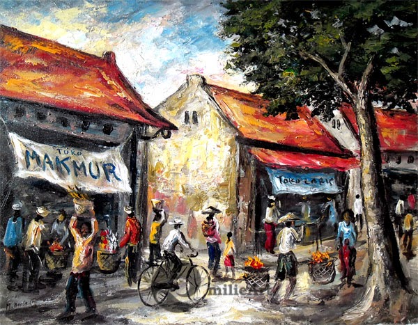 lukisan suasana kota