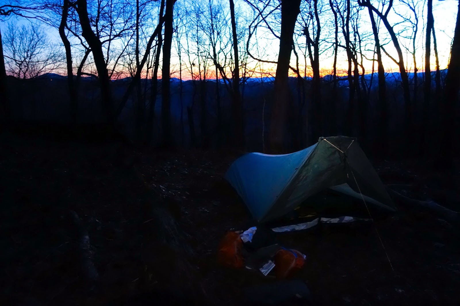 Tent at dusk