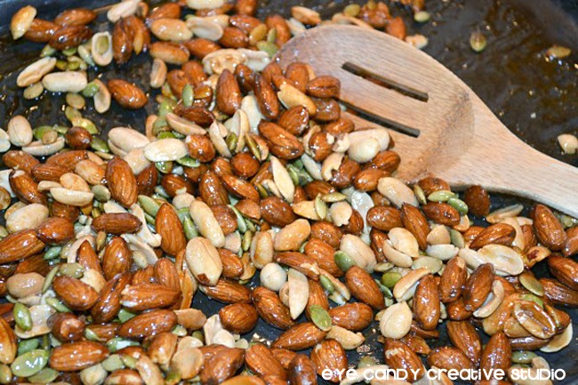 almonds, roast in the oven, stir ingredients, father's day snack idea