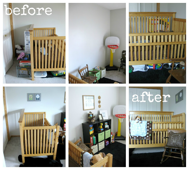 before and after simlifying kids' room
