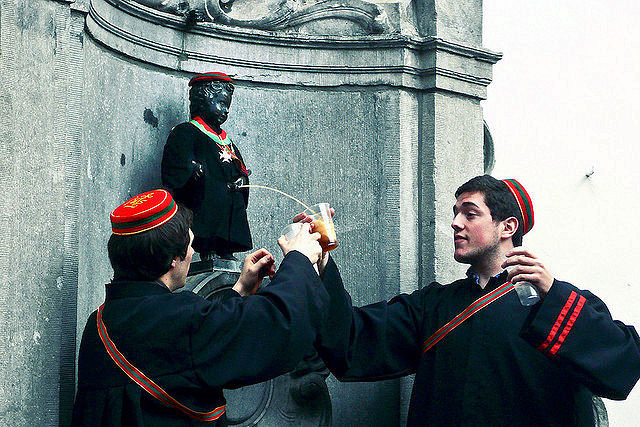 During the Saint Verhaegen celebrations, Belgian beer flows from our recently graduated Manneken Pis. Photo: Gilderic Photography.