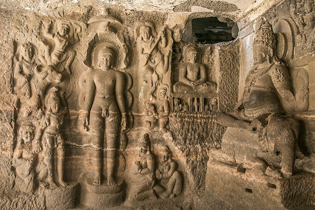 Jain caves at Ellora - sheer poetry on stones! jain temples ellora caves stone carvings