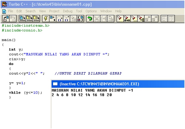 Pengetahuan Dunia IT & Islam: contoh script c++ PERULANGAN DERET ...