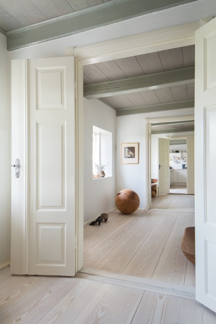 Magnificent Douglas fir wood flooring in a Danish Farmhouse on Hello Lovely Studio