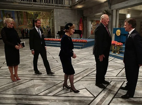 King Harald, Queen Sonja, Crown Prince Haakon and Crown Princess Mette-Marit attend the Nobel Peace Prize Award Ceremony
