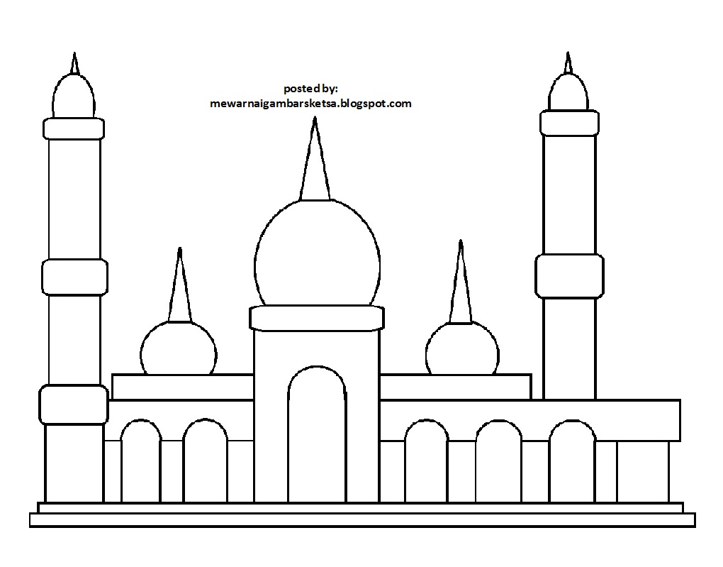 Mewarnai Gambar Mewarnai Gambar Sketsa Masjid 24