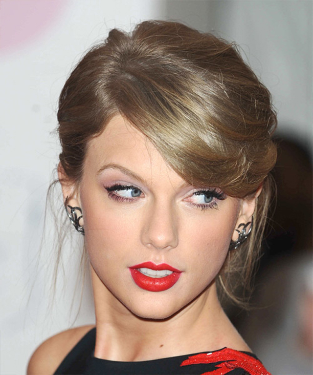 Taylor Swift Formal Straight Updo Hairstyle Dark Blonde Ash