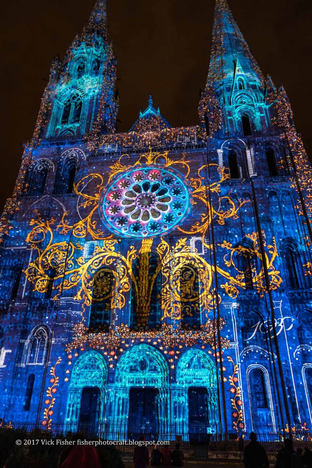 Vick and Jennifer's Travels Chartres Light Show on the Cathedral and
