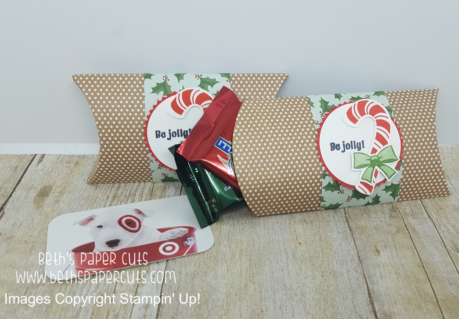 Beth's Paper Cuts Candy Cane Pillow Boxes
