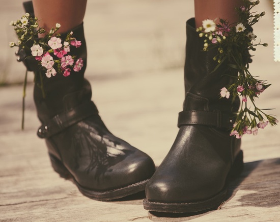 biker boots with flowers, so 90's
