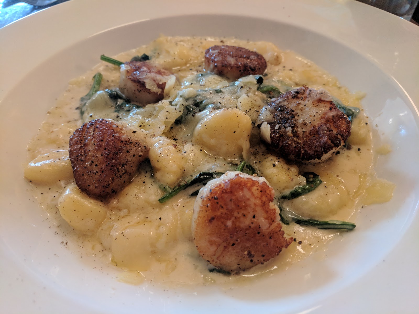 Jeff Jedras Eating up the Hill Gnocchi with scallops at Metropolitain