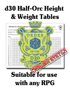 FGM031je d30 Half-Orc Height & Weight Table